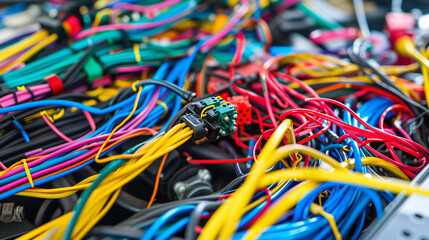 Colorful electrical wires and connectors