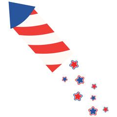 rocket with white and red stipe with star for 4th of july illustration