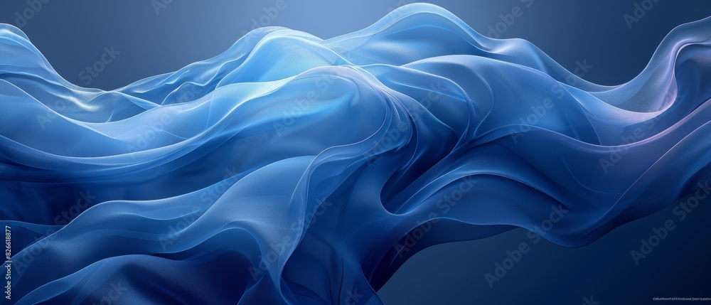 Poster oceanic patterns dance with abstract summer waves in serene blues, creating a tranquil symphony of n