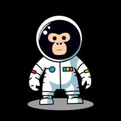Cute Monkey Wearing Astronaut Costume. Animal Science Icon Concept. Vector Illustration.