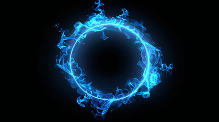 Ring of blue fire with shiny flame effect