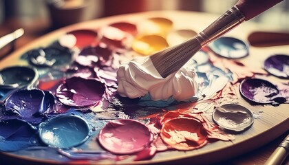 artist palette with brushes