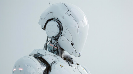 Futuristic robotic head in profile view