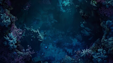 A top-down view of the dark and deep underwater world.