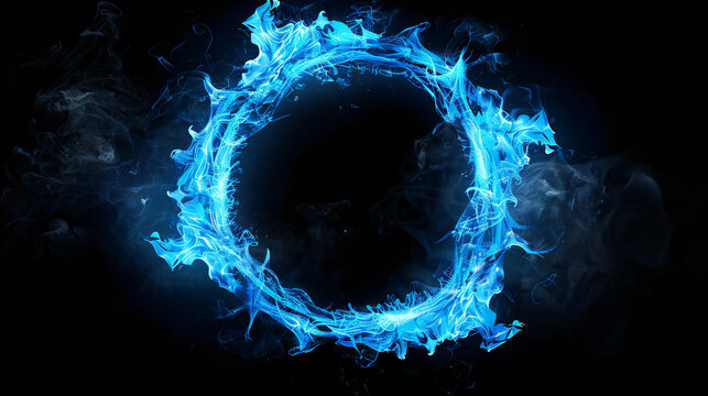 Ring of blue fire with shiny flame effect