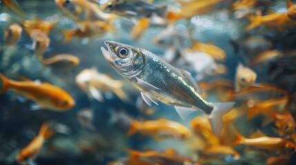 Fototapeta premium White herring is searching for prey among fish