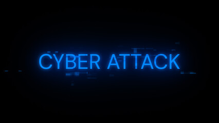Obraz premium 3D rendering cyber attack text with screen effects of technological glitches
