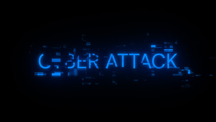 Obraz premium 3D rendering cyber attack text with screen effects of technological glitches