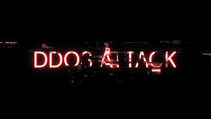 Obraz premium 3D rendering ddos attack text with screen effects of technological glitches