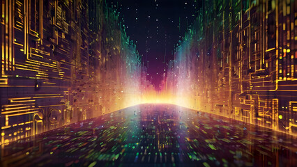Obraz premium cybernetic digital data space system.