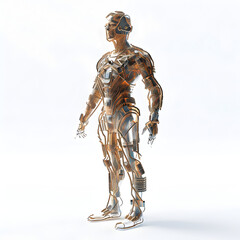 Futuristic 3D Illustration of IGBT Concept Character with Intricate Circuitry Patterns on White Background