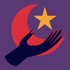 hand holding star logo icon vector illustration