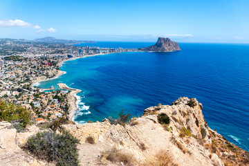 Aerial view of Calpe and the natural park of Penyal d'Ifac, Costa Blanca, Spain