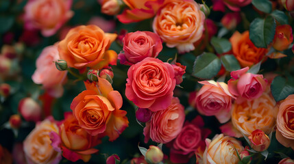 Naklejka premium Enchanting Array of Pink Roses in Soft Lighting