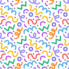 Fun colorful line doodle seamless pattern