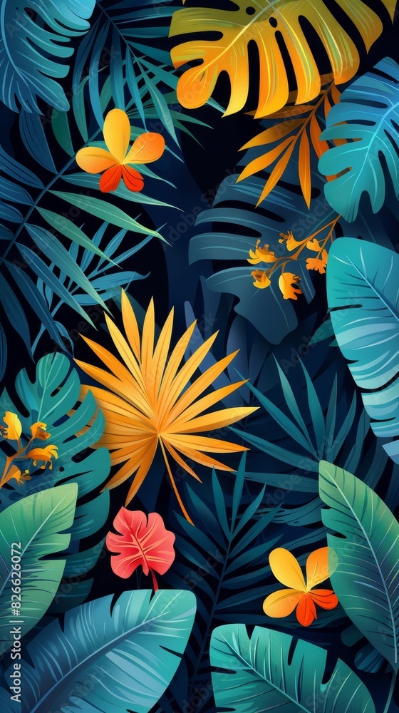 Poster summer patterns with vibrant colors and abstract illustrations create a lively and dynamic aesthetic