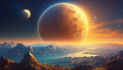 Sun and moon together in the sky 