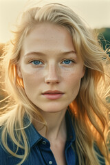 Fototapeta premium A headshot portrait of a beautiful young woman
