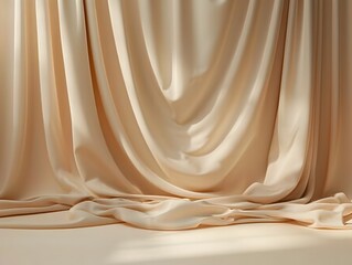Warm beige fabric backdrop with natural soft texture for organic product presentation and clean contemporary copy space
