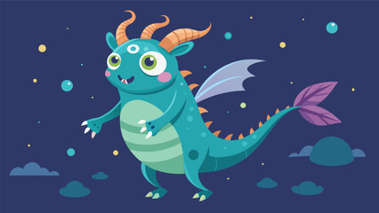 A whimsical and playful animation of a fantastical creature complete with moving parts and a magical setting.. Vector illustration