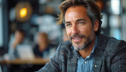 Man Sitting at Table With Laptop