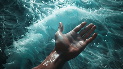 3D render flat design of a hand reaching out in the cancer journey, top view with an inspirational theme and vibrant color scheme focus on, strength in unity, dynamic, Composite, sunrise backdrop