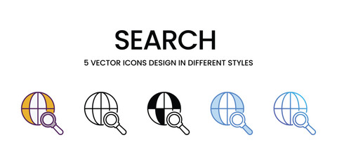 Search vector icons set stock illustration.