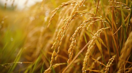 Fototapeta premium Paddy is harvested arranged dried and ground into rice