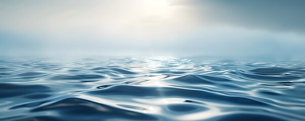 Naklejka premium Serene Blue Gradient Ocean Surface for Wellness Product Presentation