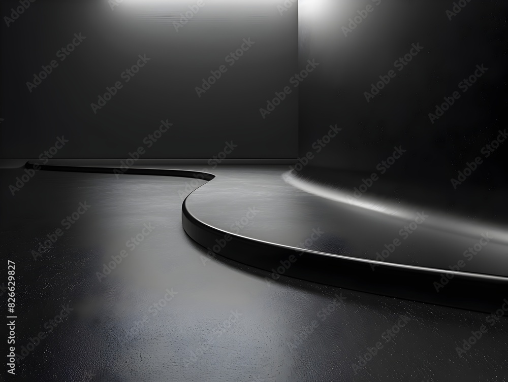 Aufkleber smooth black surface for tech product presentation in clean minimal studio setting