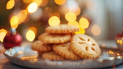 Popular Greeting Gift New Year Celebration Cookies on Blurred Background