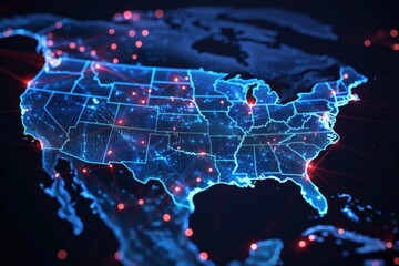 Digital map of america network connectivity created with generative ai