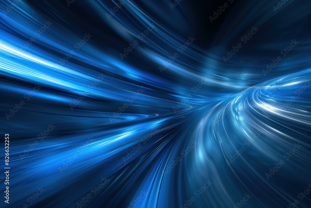 Poster highspeed movement through a tunnel of blue light rays, creating a dynamic sense of acceleration
