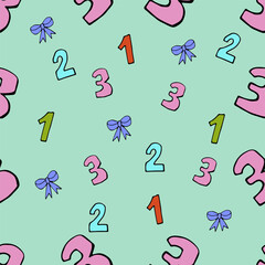 colorful seamless pattern of numbers on a light background, vector.