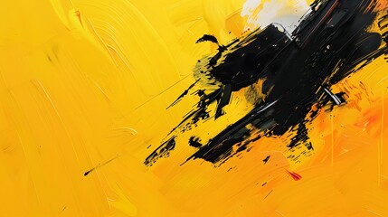 Dynamic Yellow and Black Abstract Art
