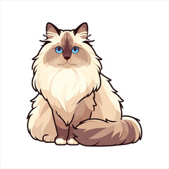 Explore Ragdoll cats in various charming poses. Our high-quality illustrations capture their grace and charm. Perfect for pet-related designs.