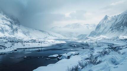 Fototapeta premium Scenic snowy landscape on the highland