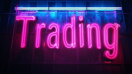 Fototapeta premium Stock Markets symbol created in Neon Lettering.
