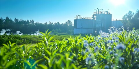 Bioenergy plant converts organic waste to biogas for heatingelectricity reducing emissions. Concept Renewable Energy, Waste Management, Biogas Production, Emissions Reduction, Sustainable Technology