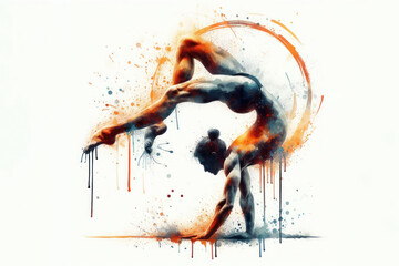 Artistic Gymnastics Watercolor Splash Action