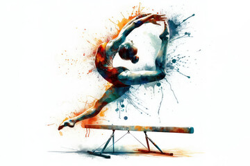 Artistic Gymnastics Watercolor Splash Action