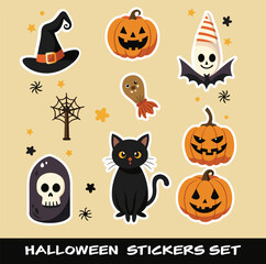 Get into the spooky spirit with our hauntingly fun Halloween Sticker Set! This vector collection delivers a wicked assortment of icons celebrating the eerie excitement of All Hallows' Eve.
