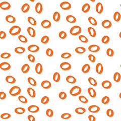 Seamless abstract geometric pattern. Orange, white. Digital brush strokes. Circles, ovals. Design for textile fabrics, wrapping paper, background, wallpaper, cover.