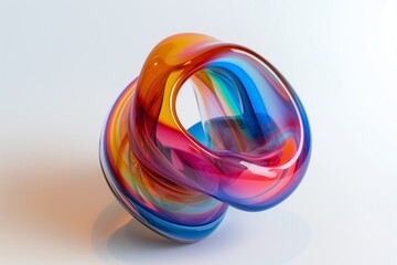 A colorful glass sculpture with a hole in the middle