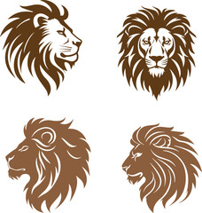 Set of lions Vector on white background	