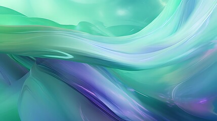 Fototapeta premium Translucent waves of ultraviolet and jade green shimmering with otherworldly beauty, like liquid light captured in motion.