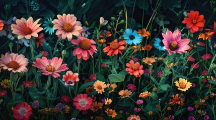 Different types of flowers found in a field