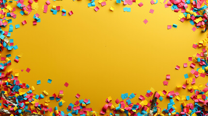 A celebratory confetti scene with an empty space for your message