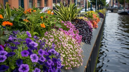 clear blue water canal meanders through a bustling city, passing