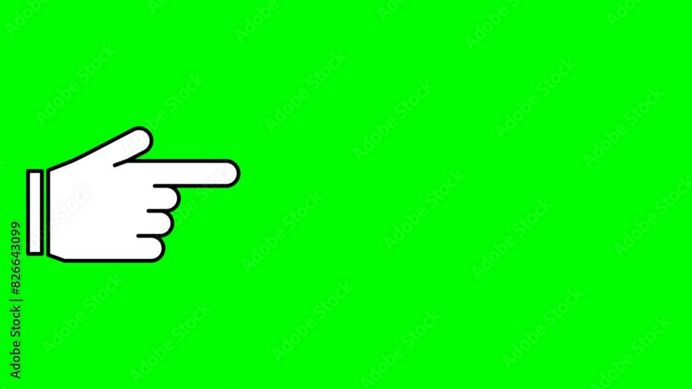 Poster motion graphics right pointing hand animation with transparent background. graphic resources
